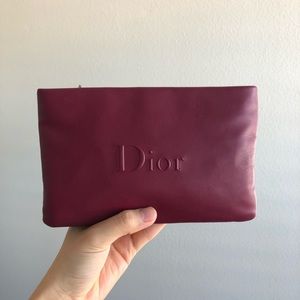 NWOT Dior Burgundy Leather Clutch Pouch with Star CD Zipper Pull